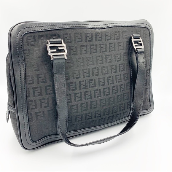 Fendi Zuccha Ff Monogram Leather & Canvas Bag - Picture 3 of 8
